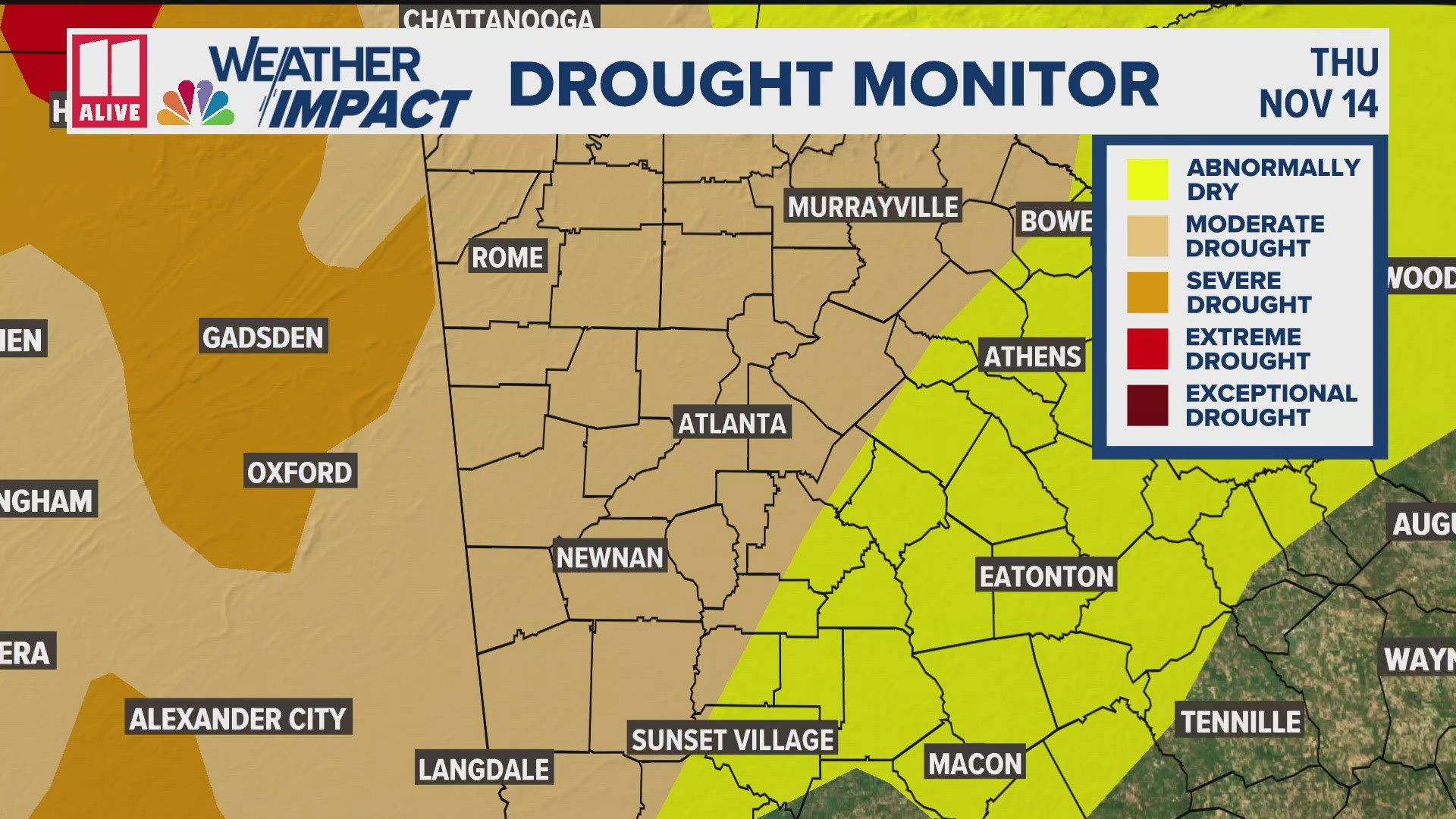 Drought is back in the Atlanta area after a very dry 6 week stretch