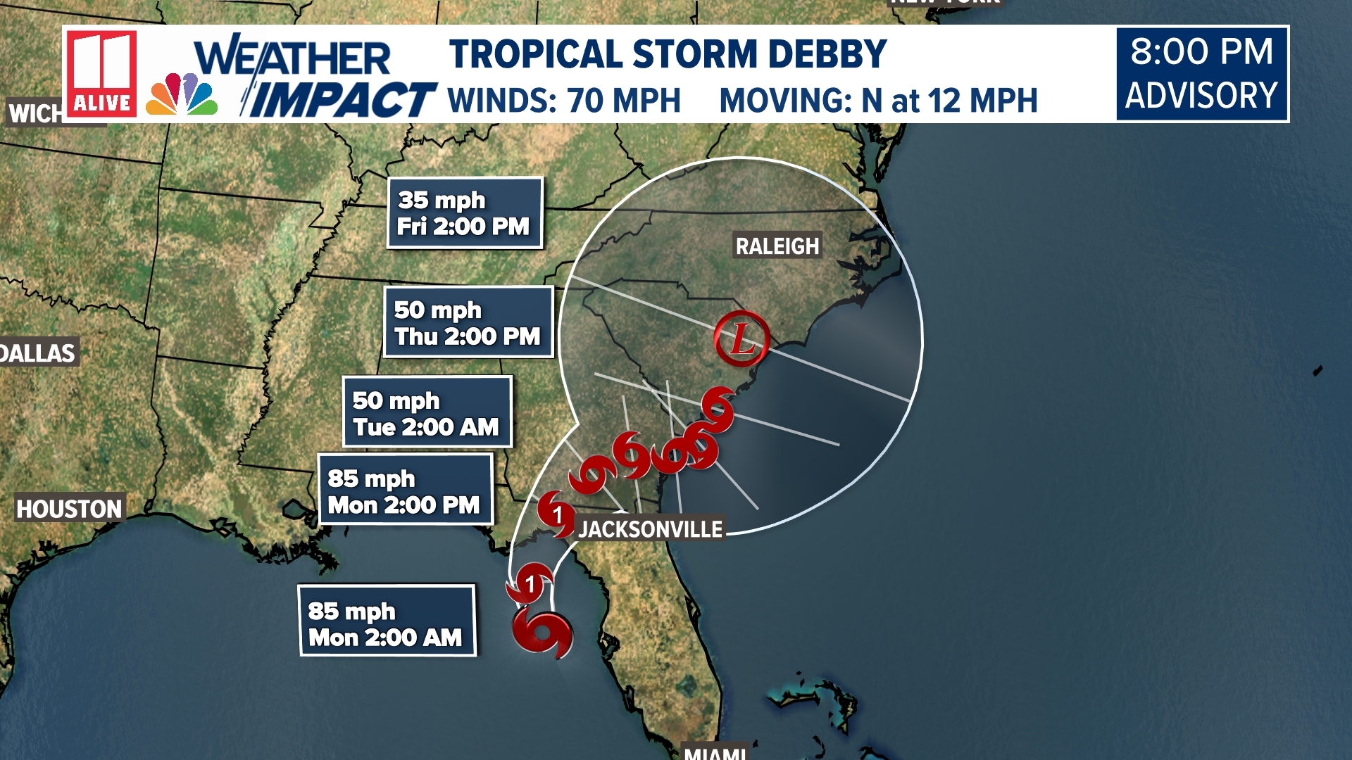 11Alive's Chief Meteorologist Chris Holcomb has a long-form discussion tracking Tropical Storm Debby and its anticipated impacts on Georgia.