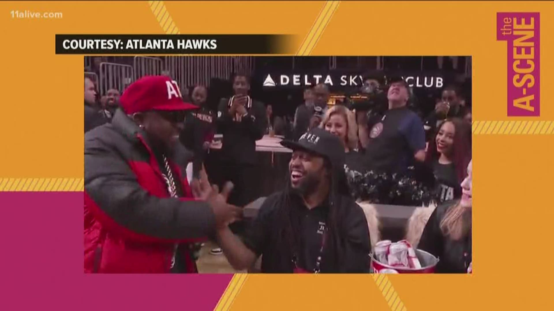 The Atlanta hip hop legend came out and said hello to two fans sitting in Big Boi's seats at the Hawks game.