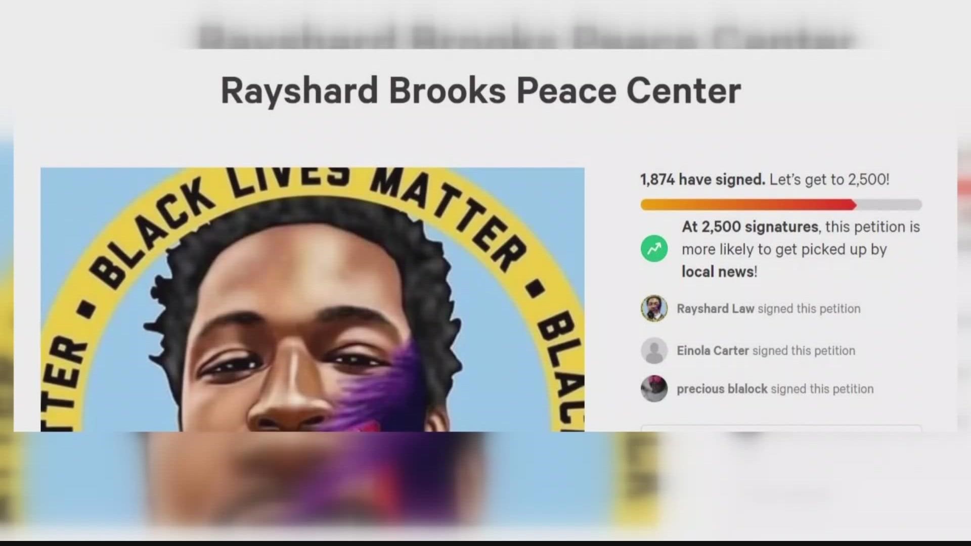 There were plans to turn the Wendy's into a Peace Center in Rayshard Brooks' honor. But those plans have been stalled.