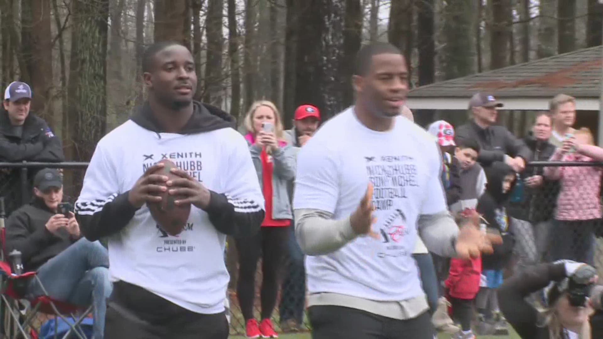11Alive Sports had exclusive access to Nick Chubb and Sony Michel, as the best friends and former Dawgs spent the day interacting with eager campers.