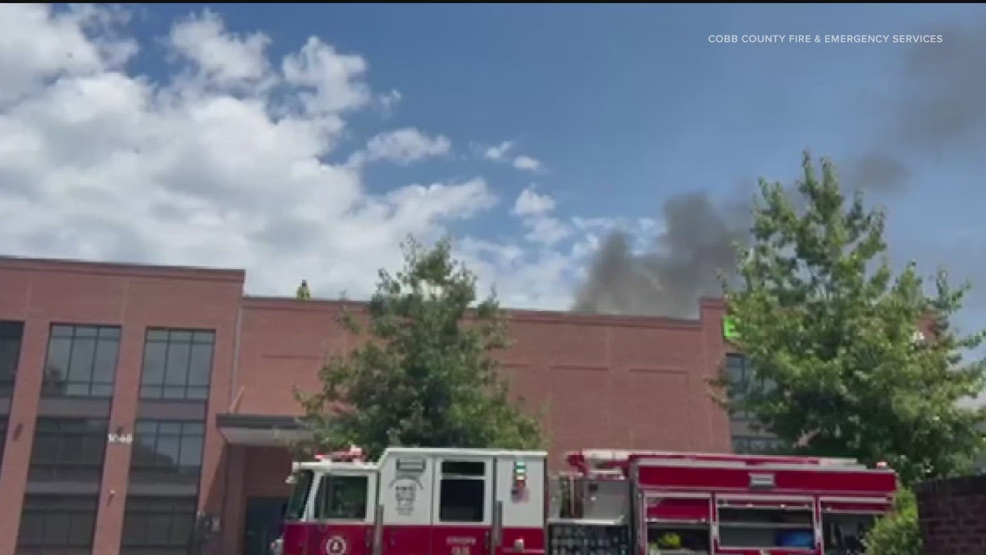 Cobb County Fire said its crews responded to the Extra Space Storage facility at 1046 Richard D Sailors Pkwy shortly before 1 p.m