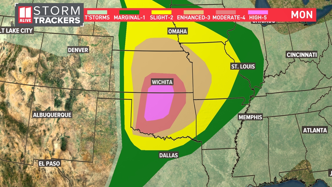 Oklahoma Kansas tornado threat today | Rare Level 5 risk | 11alive.com