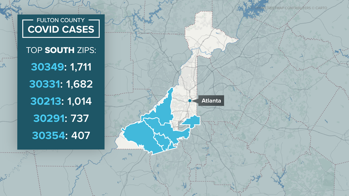 County Zip Code Map Fulton County Zip Codes Covid-19 Cases | 11Alive.com