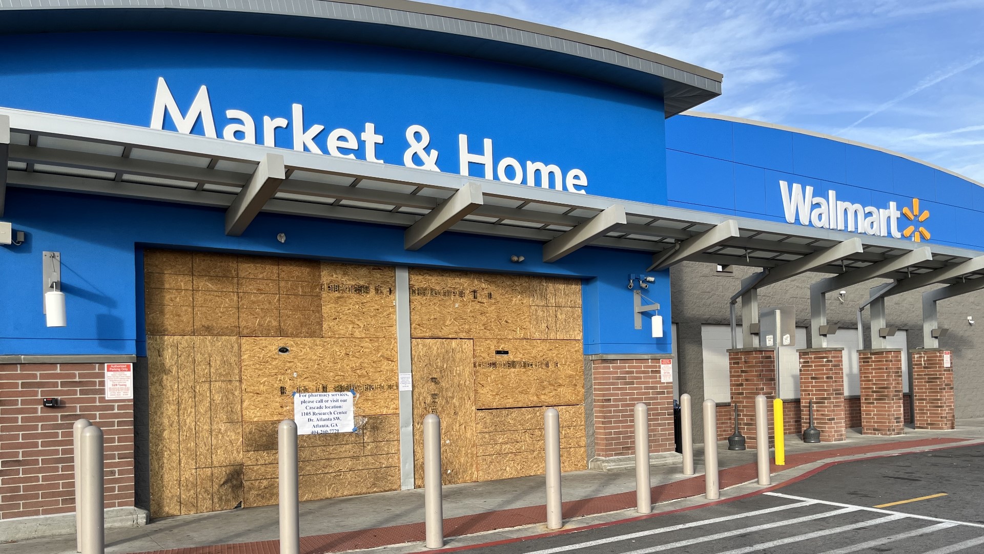 Several metro Atlanta Walmarts, where fires were set, have reopened or are in the process of repairs. But, the store on MLK Jr. Dr. NW is boarded up.