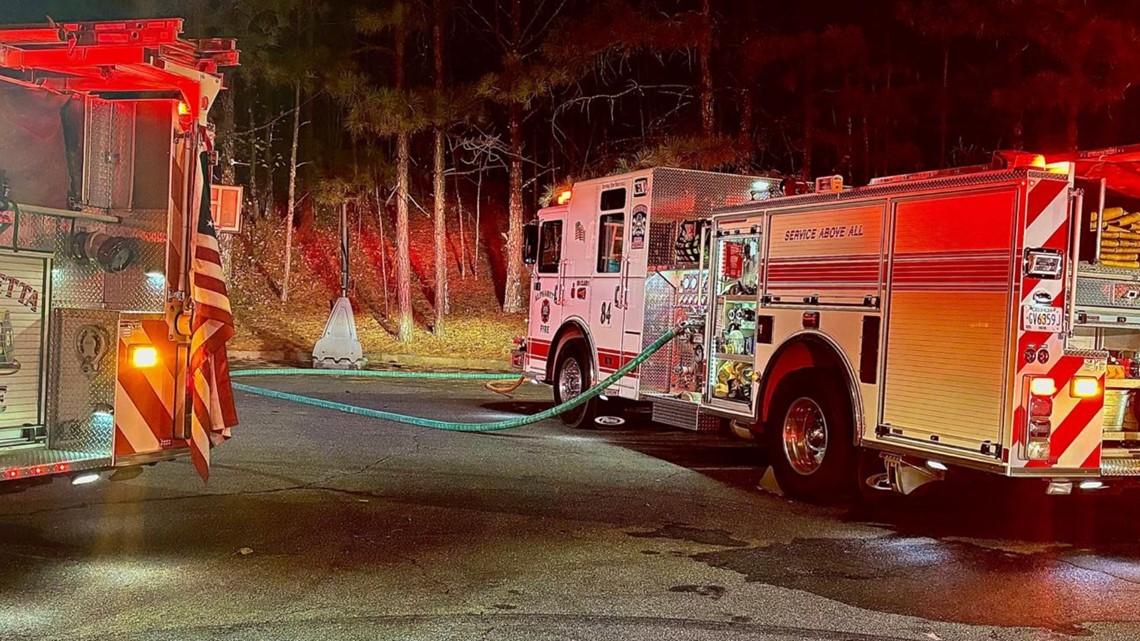 Brush fire in Alpharetta on Old Milton Parkway