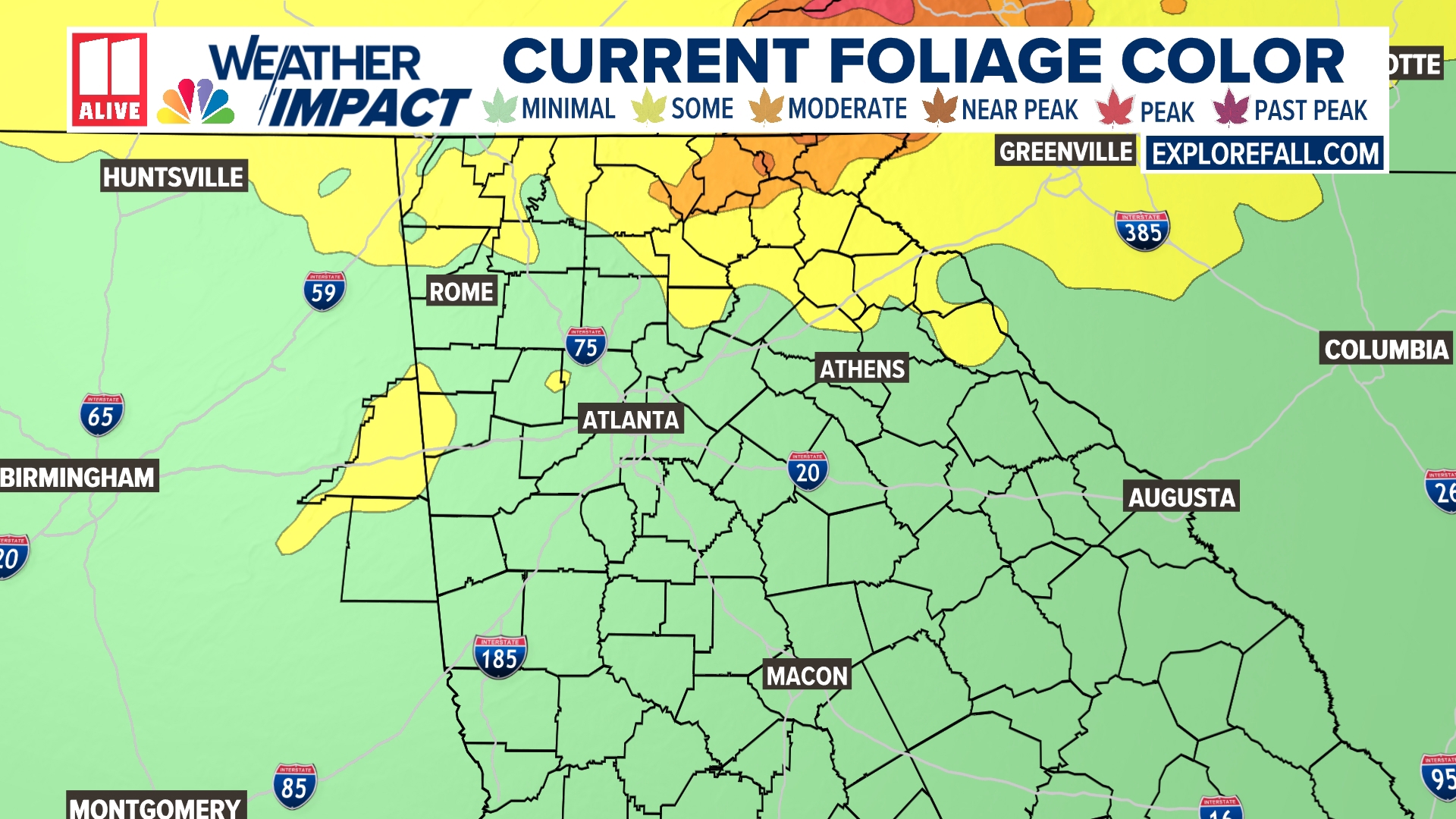 Fall foliage in metro Atlanta, north