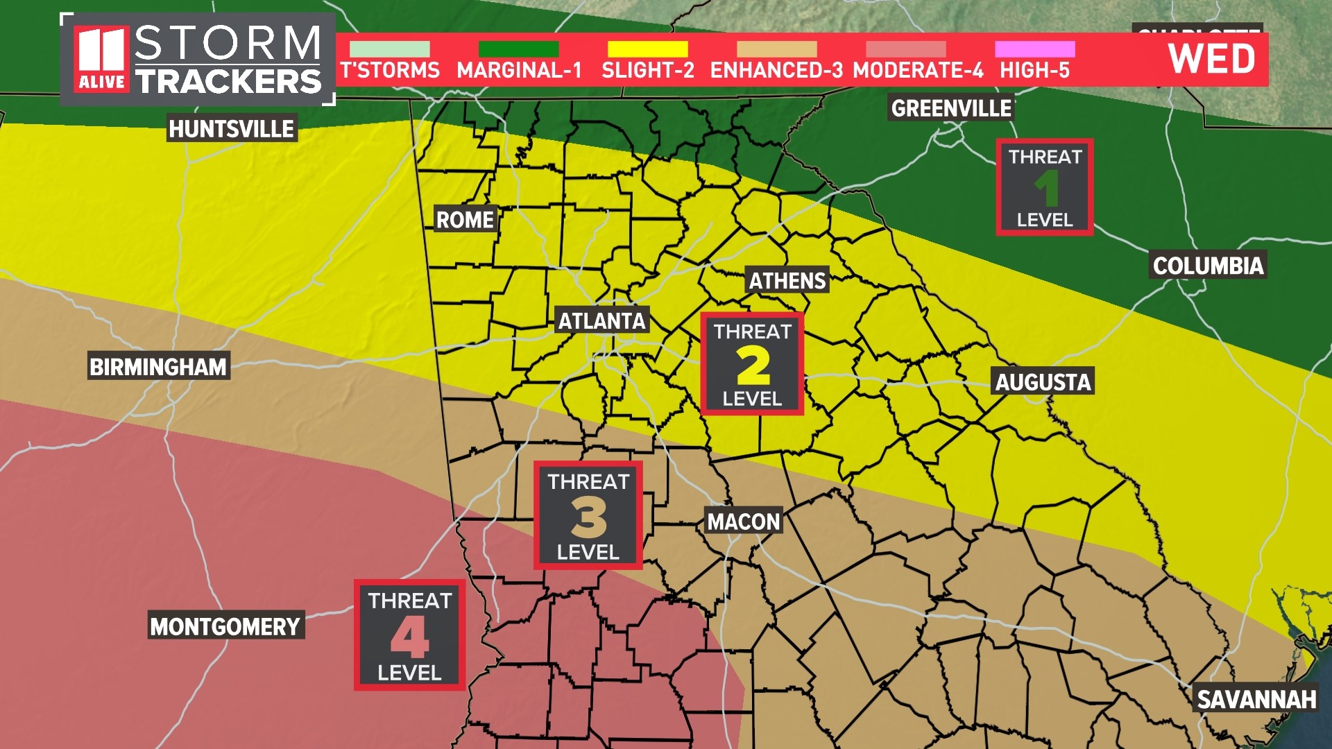 weather timeline Storms in Atlanta