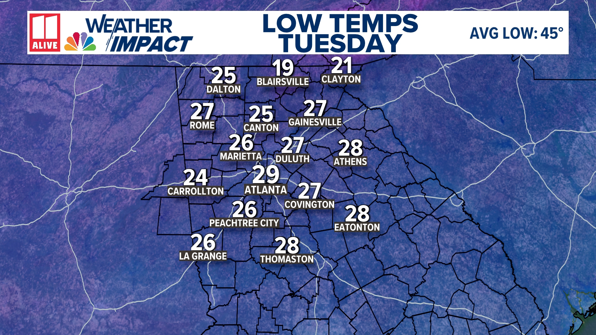 Weather Impact Alert | Strong front brings freezing temps | 11alive.com