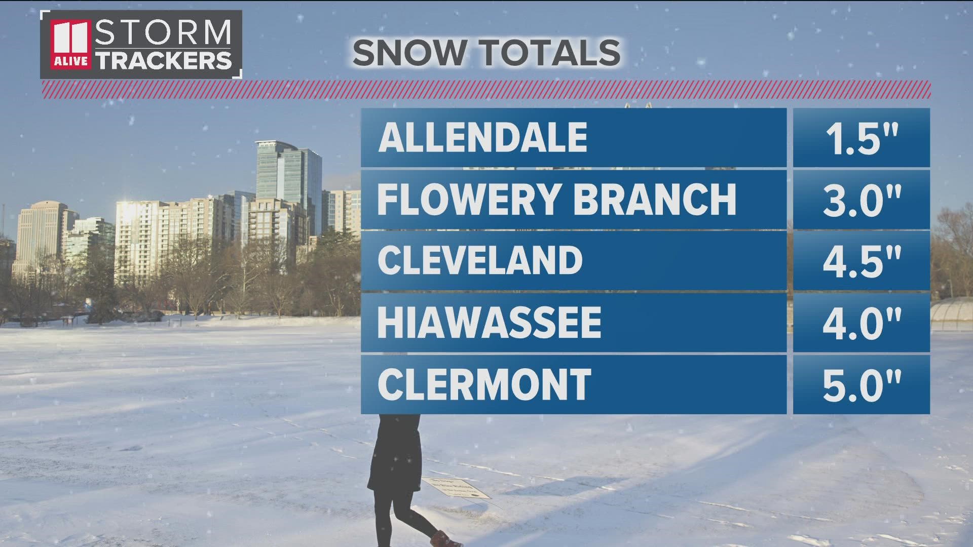 Clermont, in Hall County, had nearly 5-inches!