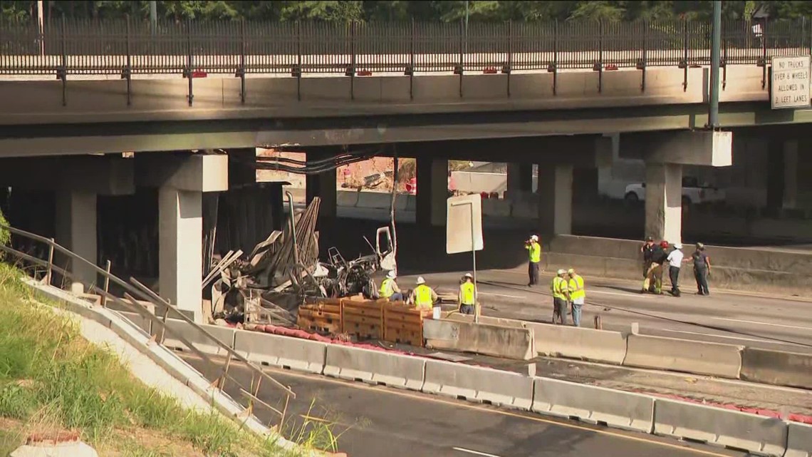 3 hurt in fiery crash blocking all lanes on I-285 near Ashford Dunwoody ...
