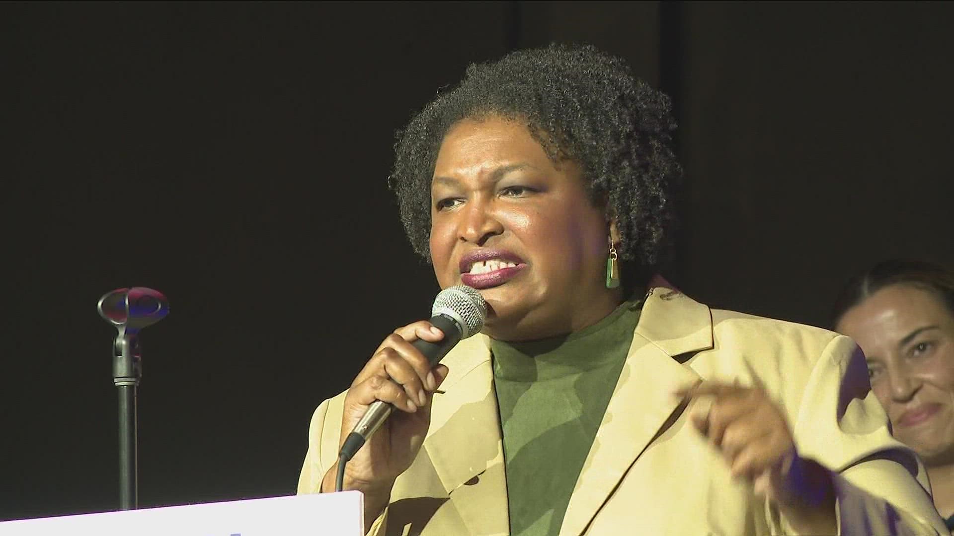 Abrams told the crowd she wants to move Georgia forward, and she focused on the issues of education, healthcare, and the economy.