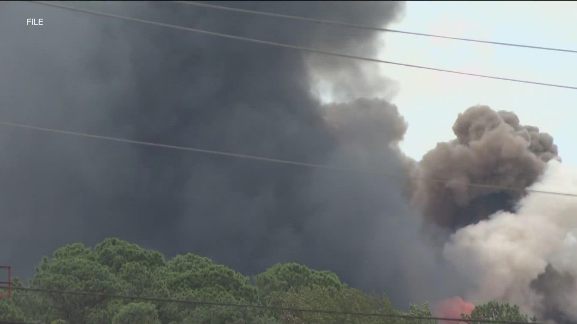 A chemical cloud continues to loom over Conyers following a fire at a BioLab facility on Sunday.