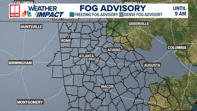 Dense fog advisory issued for metro Atlanta through Thursday morning ...
