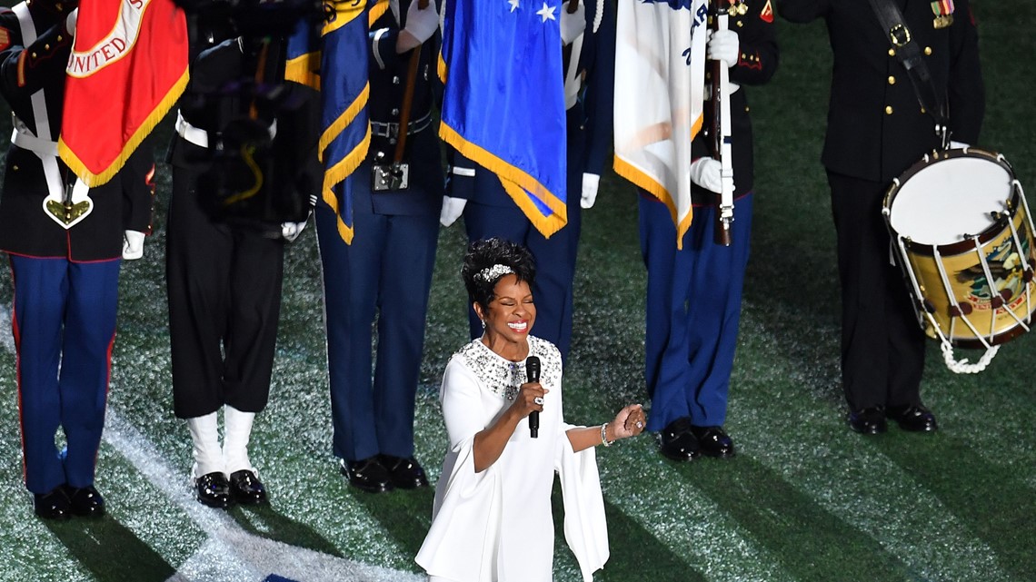 Gladys Knight sings the national anthem at the 2019 Super Bowl