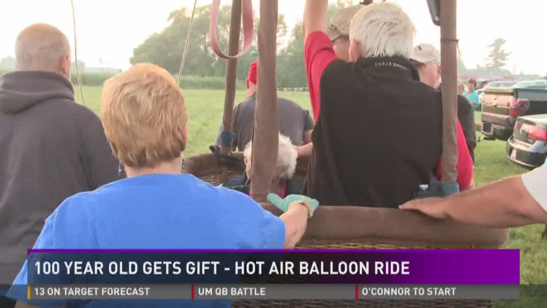 100 year old woman goes for hot air balloon ride